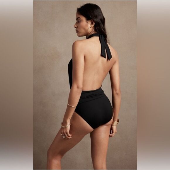 Banana Republic Black Wrap Halter One-Piece Swimsuit - Picture 4 of 13